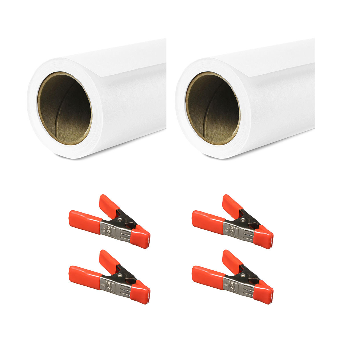 

Savage 107"x36' Widetone Seamless Background Paper Pure White 2-Pack with Clamps
