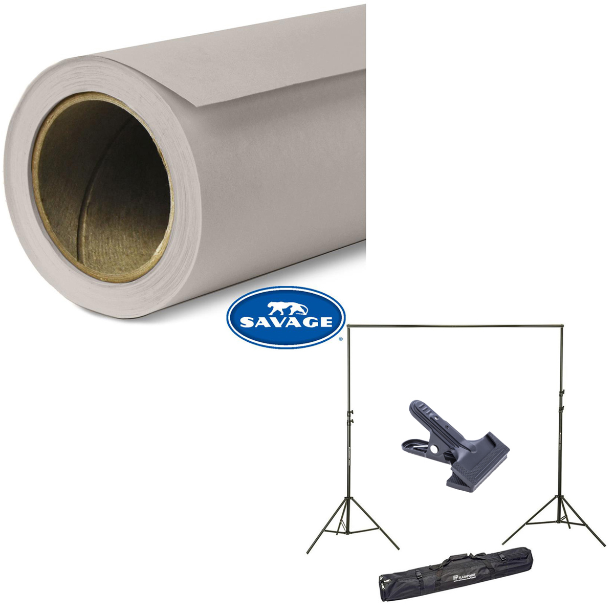 

Savage Widetone Seamless Background Paper 107"x36' Storm Gray,#70 W/10'Support
