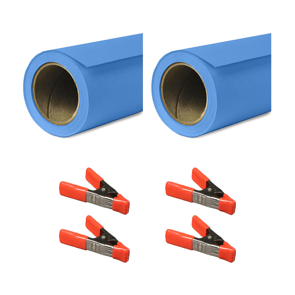 

Savage Widetone Seamless Background Paper, 107" x 150' Studio Blue 2-Pack with Clamps