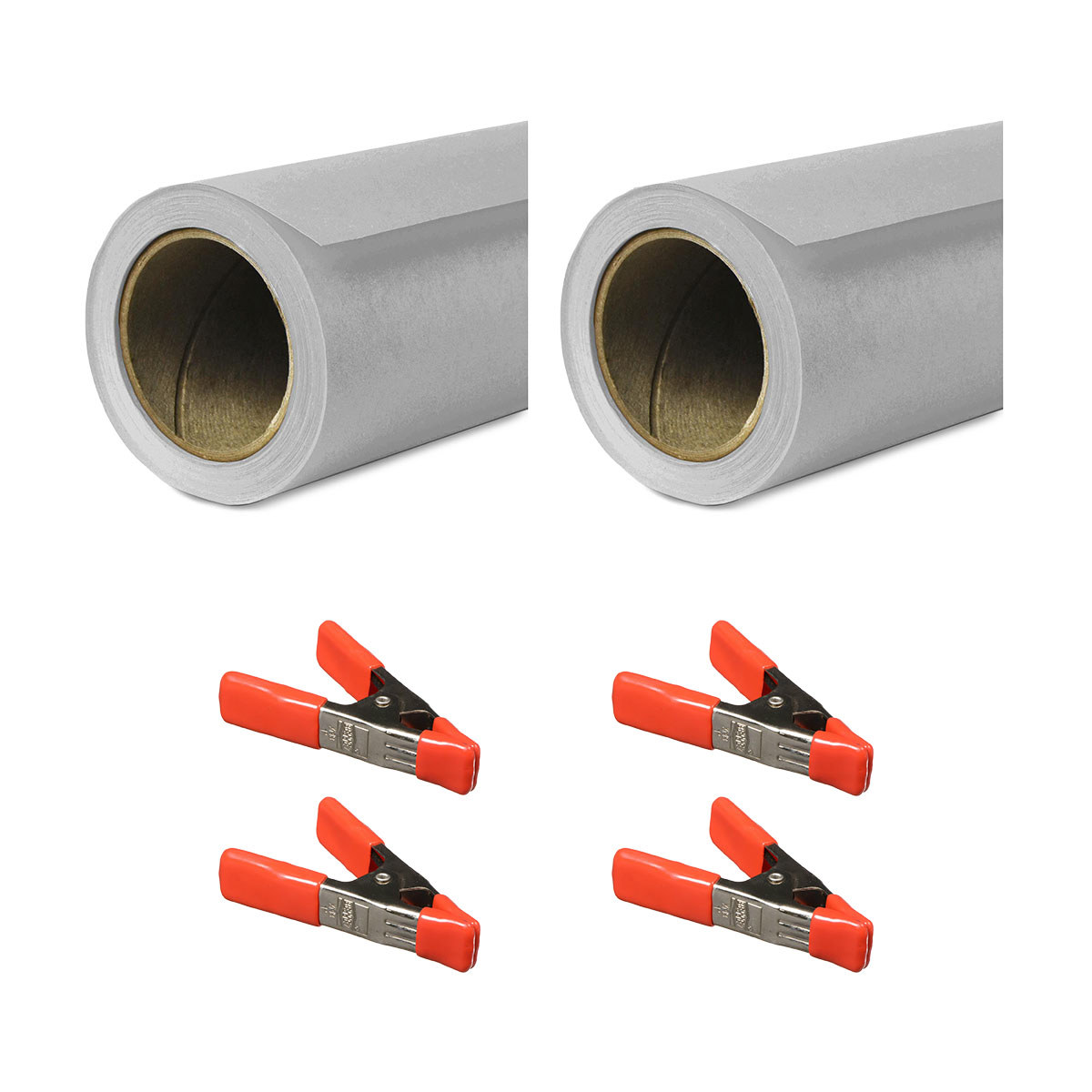 

Savage Widetone Seamless Background Paper, 107" x 150' Focus Gray 2-Pack with Clamps