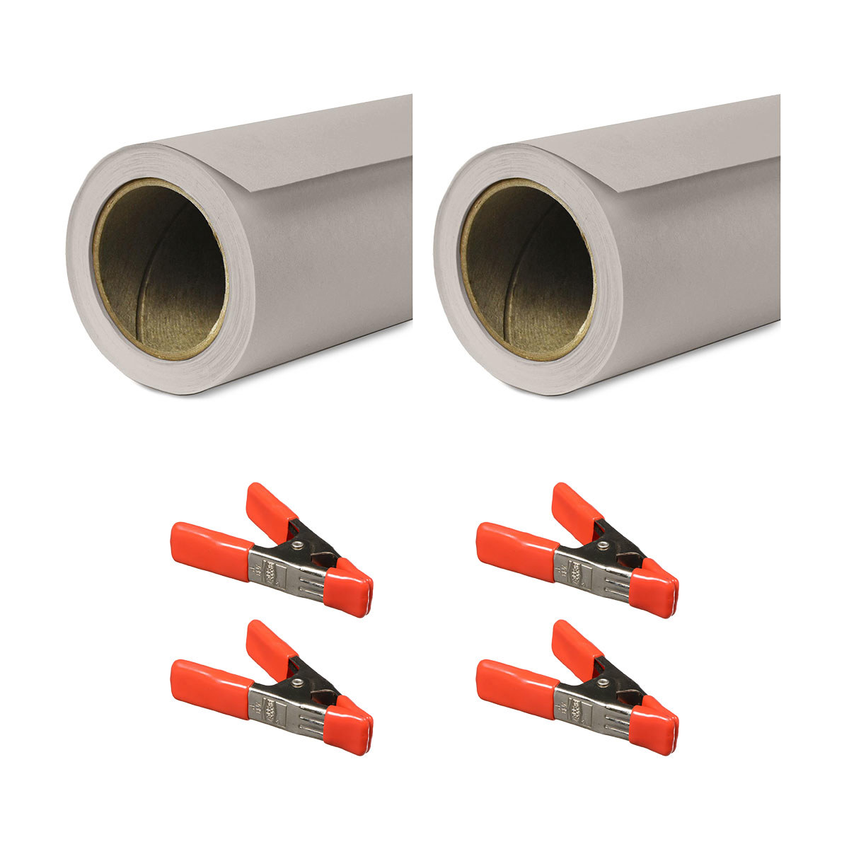 

Savage Widetone Seamless Background Paper, 140" x 105' Storm Gray 2-Pack with Clamps