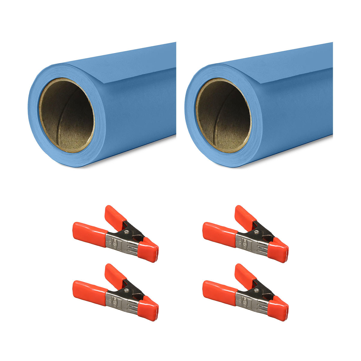 

Savage 26"x36' Widetone Seamless Background Paper Gulf Blue 2-Pack with Clamps