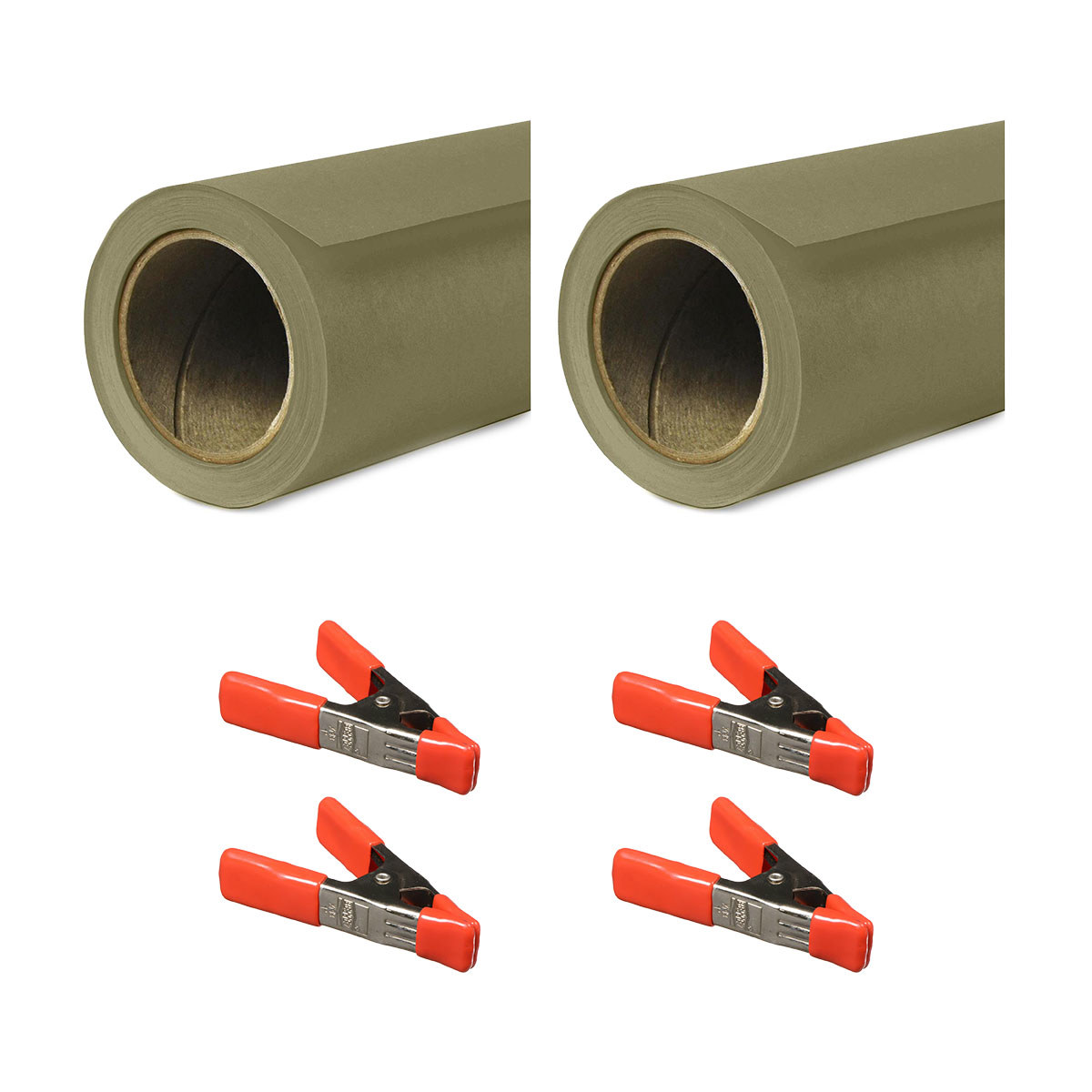 

Savage 26"x36' Widetone Seamless Background Paper Olive Green 2-Pack with Clamps