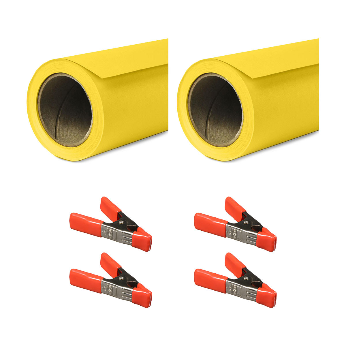 

Savage 53"x18' Background Paper, Canary, 2-Pack, with 4x 1-1/4x1" Orange Clamp