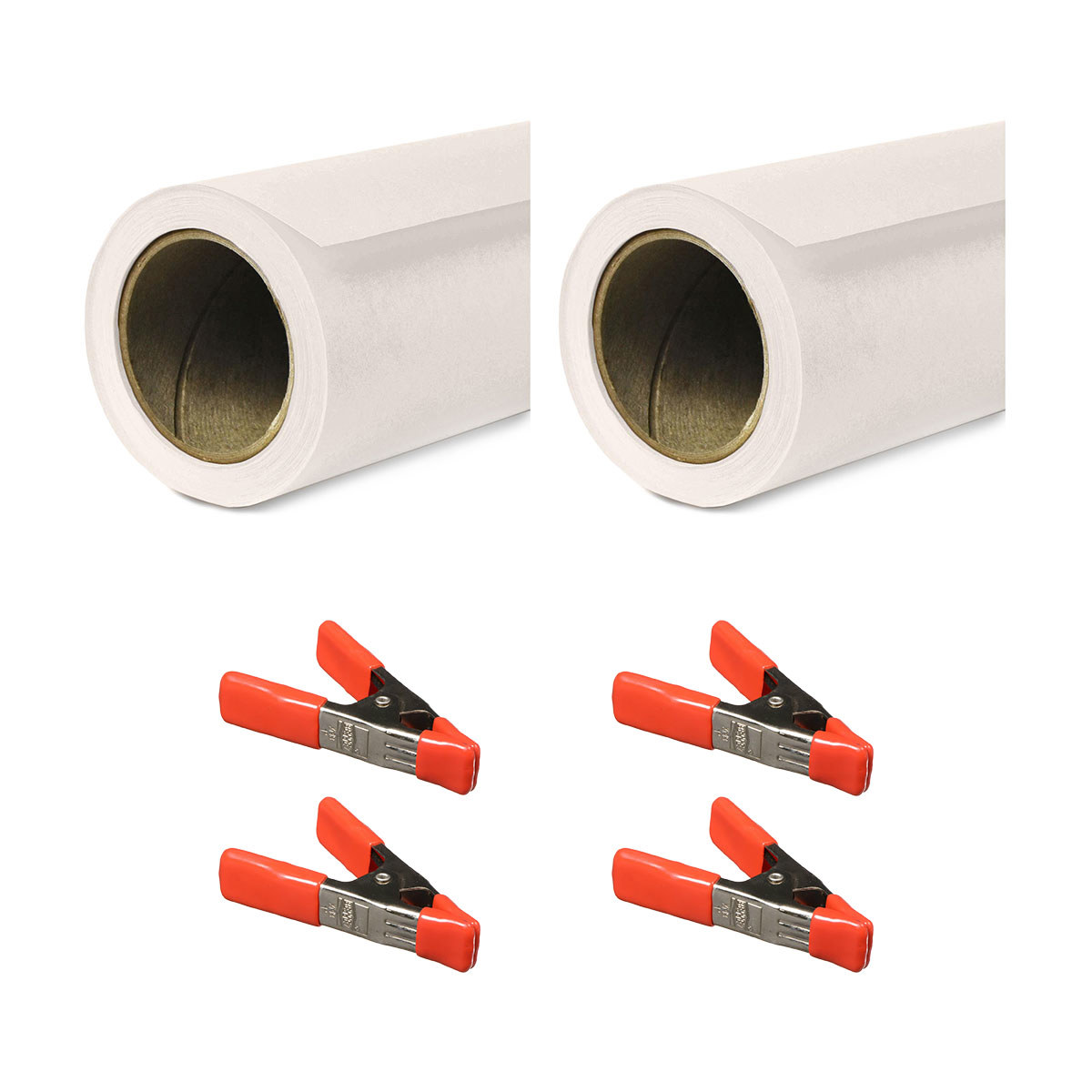 

Savage Widetone Seamless Background Paper, 53" x 18' Bone 2-Pack with Clamps