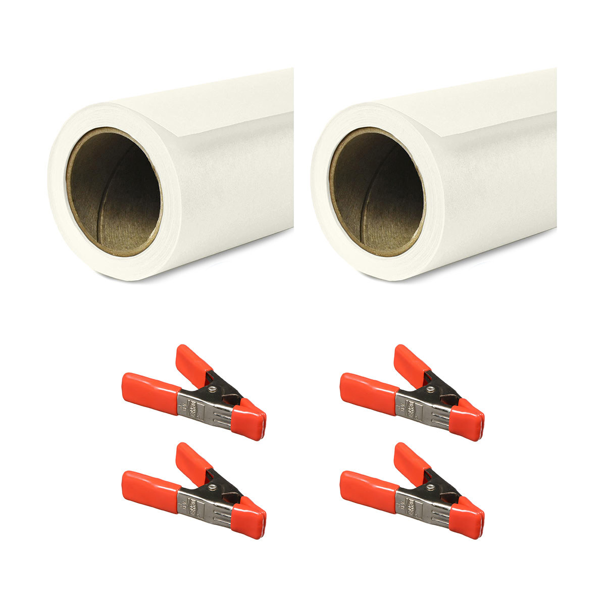 

Savage Widetone Seamless Background Paper, 107" x 150' Pure White 2-Pack with Clamps