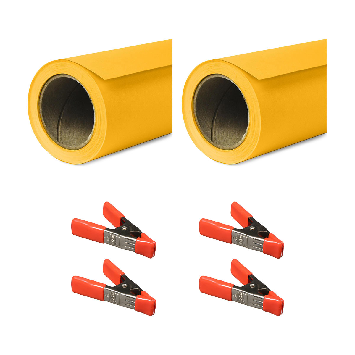 

Savage Widetone Seamless Background Paper, 107" x 150' Deep Yellow 2-Pack with Clamps