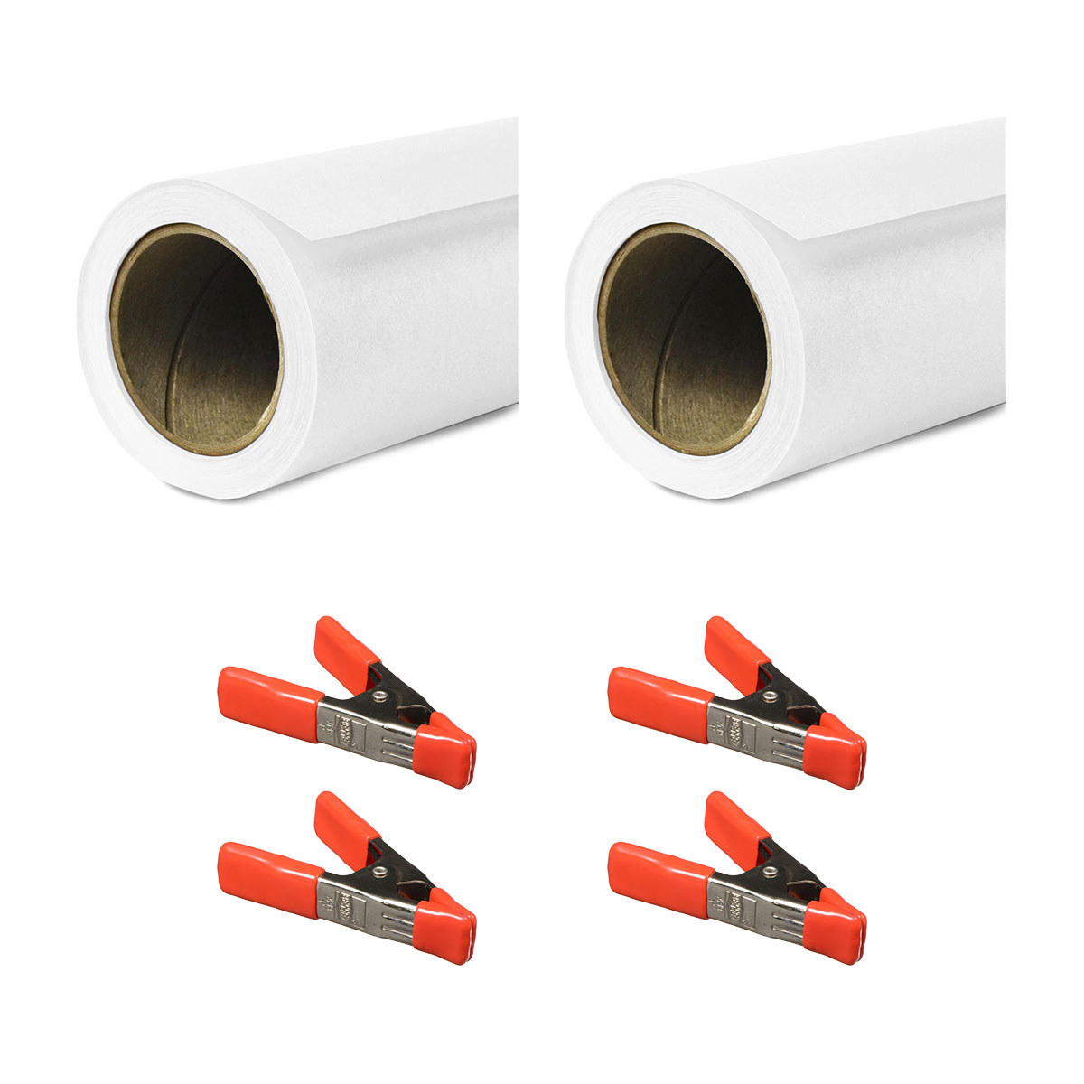 

Savage Widetone Seamless Background Paper, 86" x 36' Super White 2-Pack with Clamps