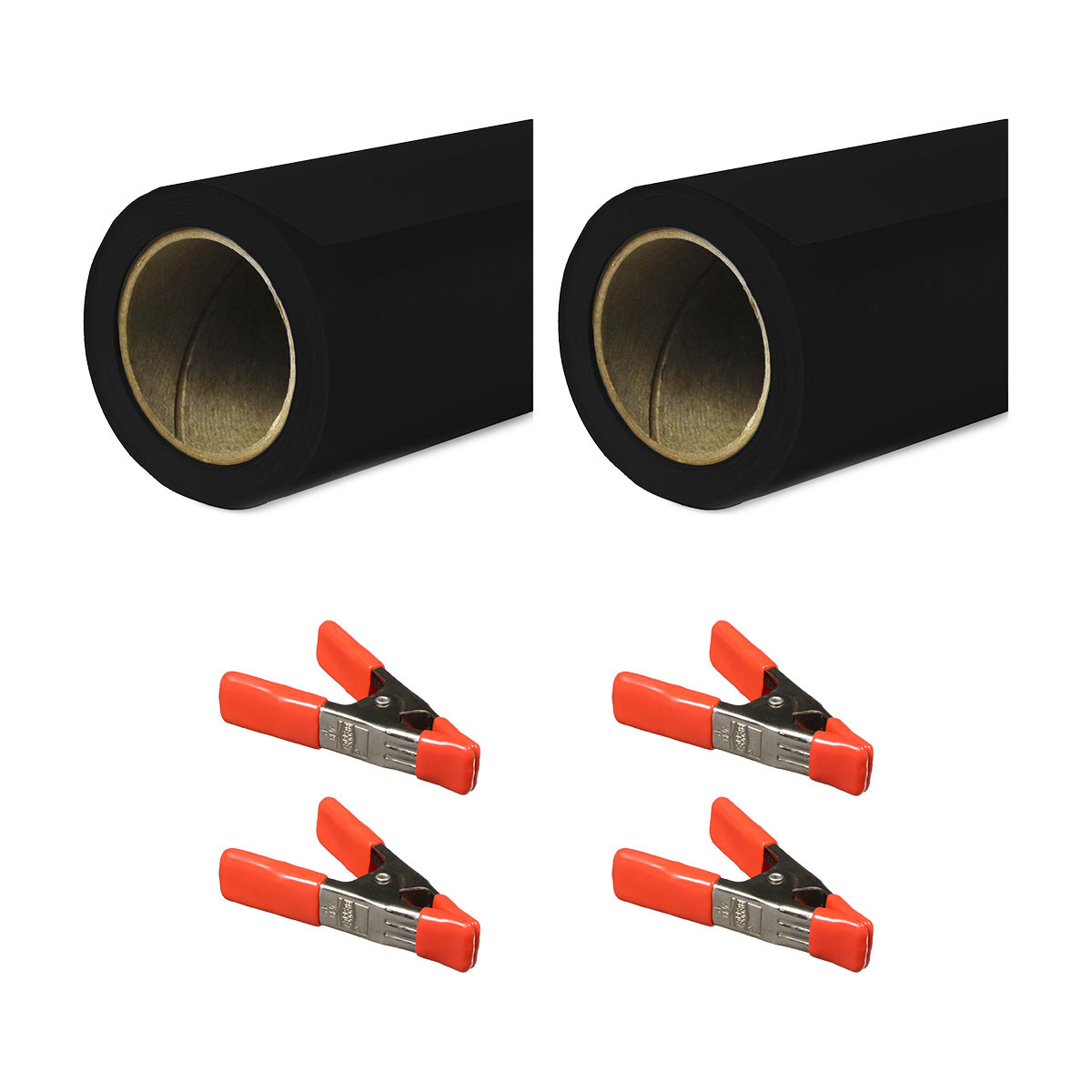 

Savage Widetone Seamless Background Paper, 86" x 36' Black 2-Pack with Clamps