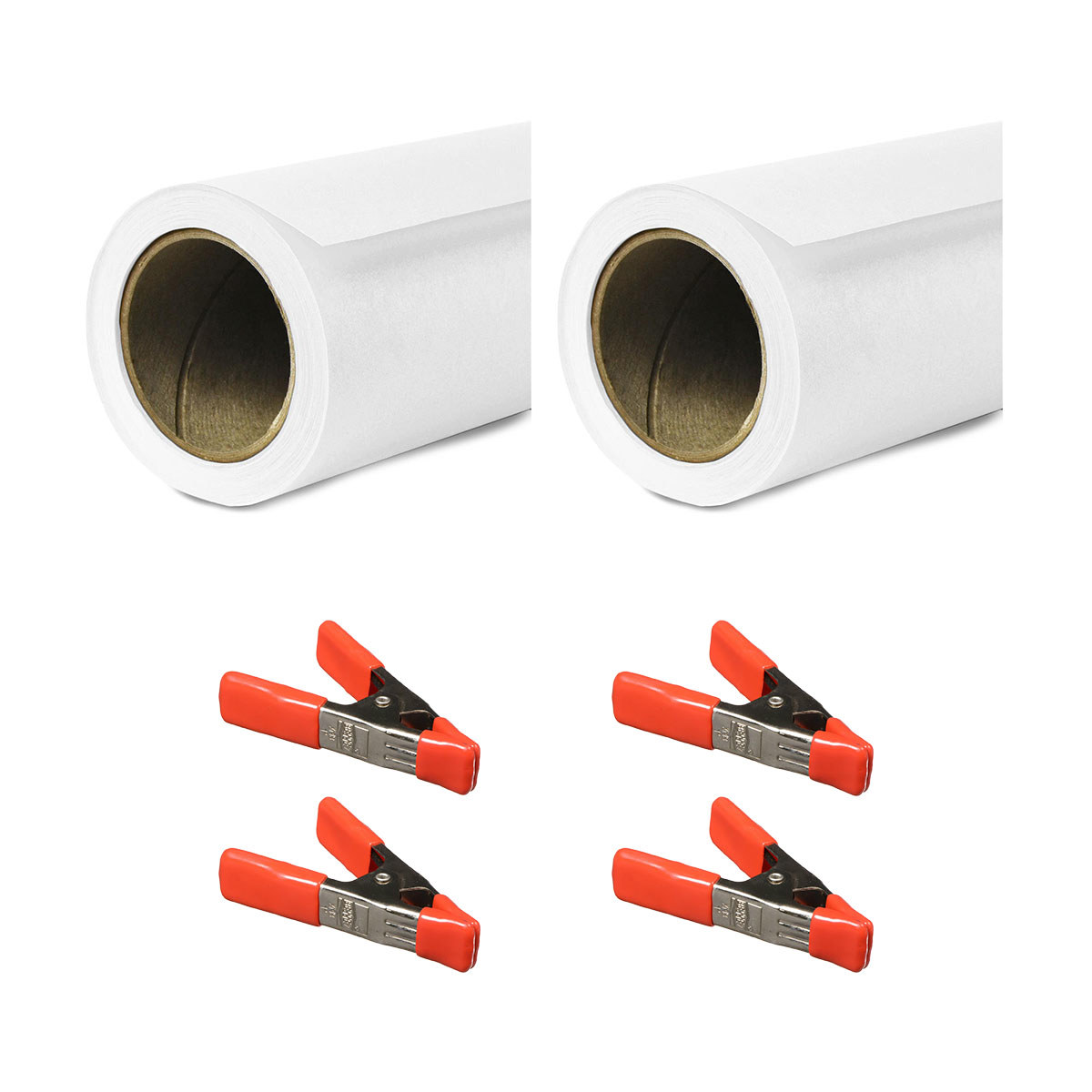 

Savage Widetone Seamless Background Paper, 86" x 36' Pure White 2-Pack with Clamps