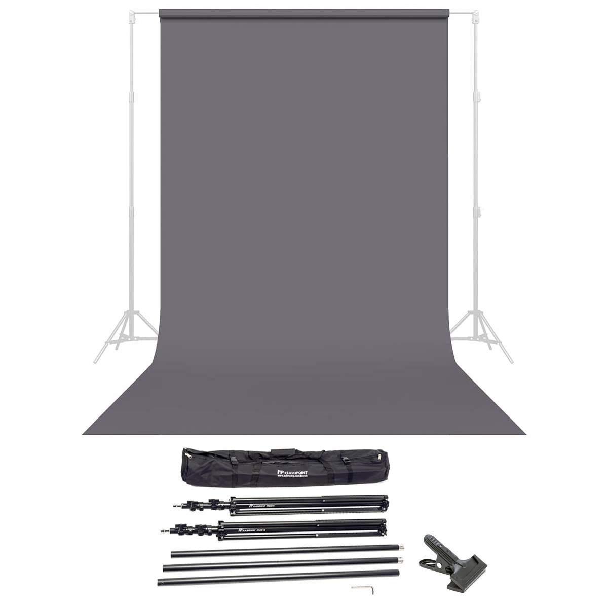 

Savage Widetone Seamless Background Paper 86"x36' Smoke Gray, #74 W/10' Support