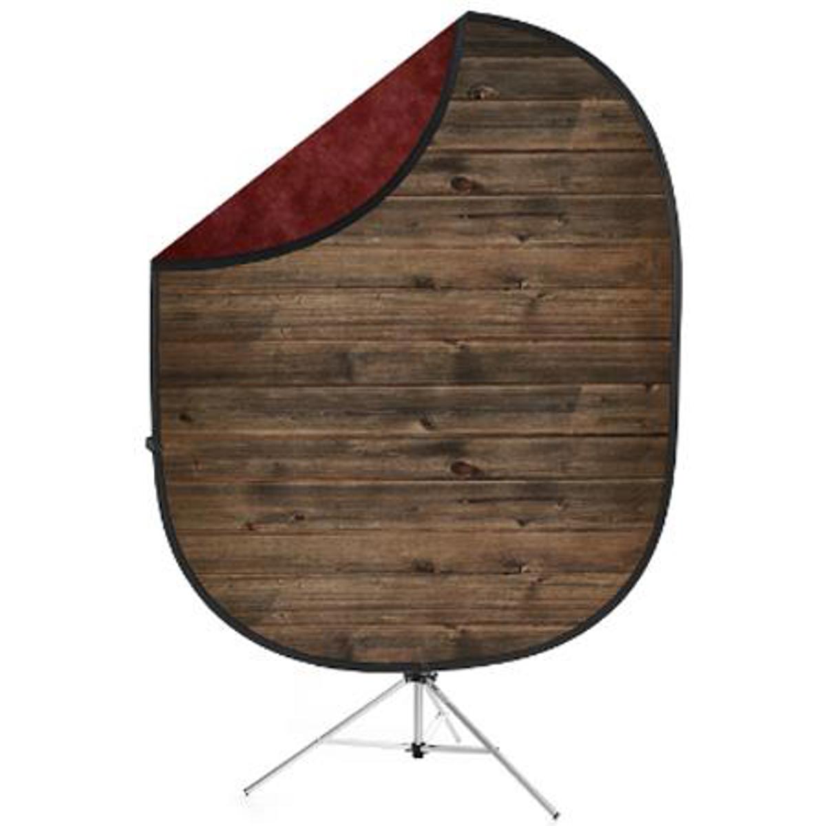

Savage 5x7' Collapsible Backdrop with 8' Aluminum Stand, Red/Rustic Planks