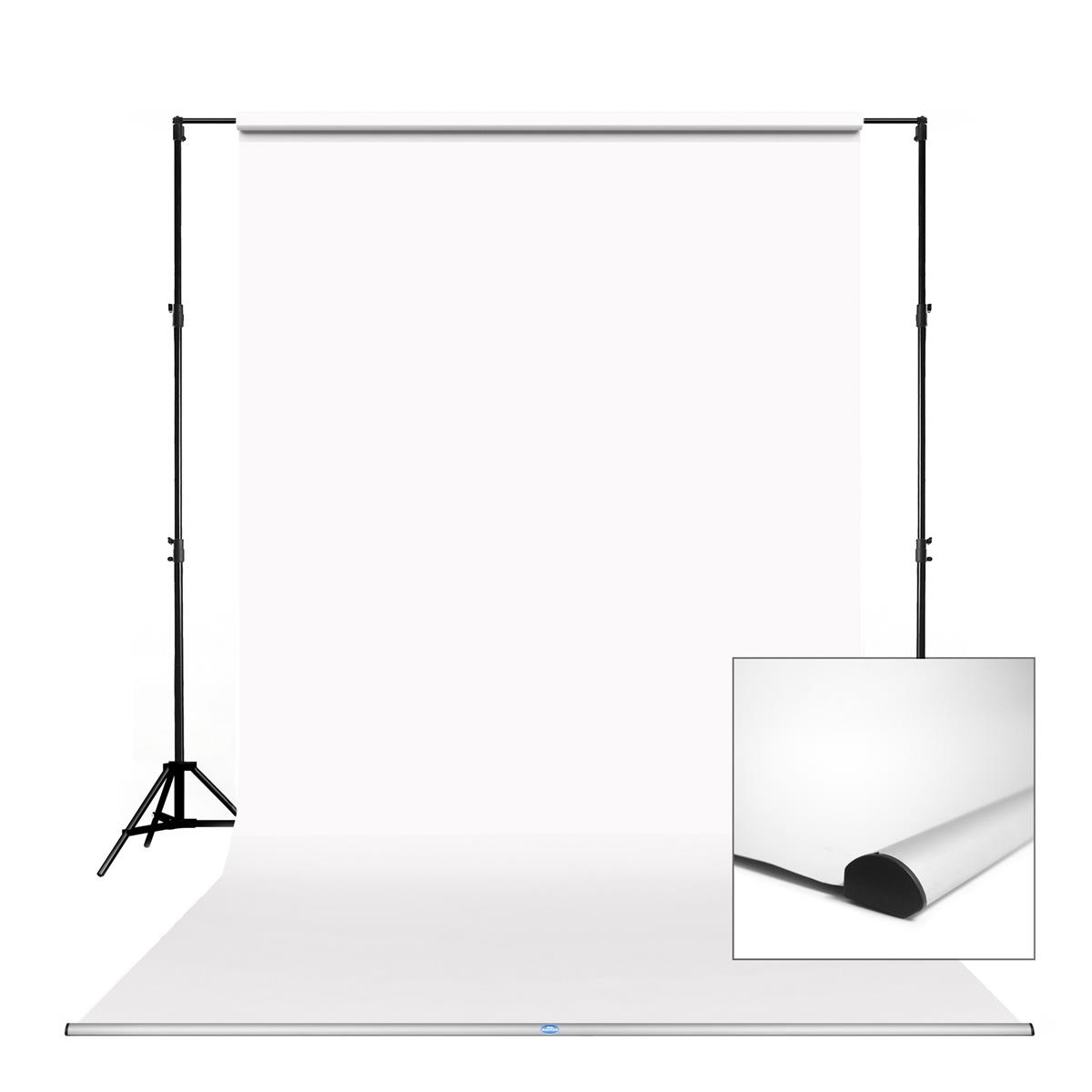 Image of Savage 86&quot; Background Leader Bar w/86&quot;x36' Super White Seamless Paper Backdrop