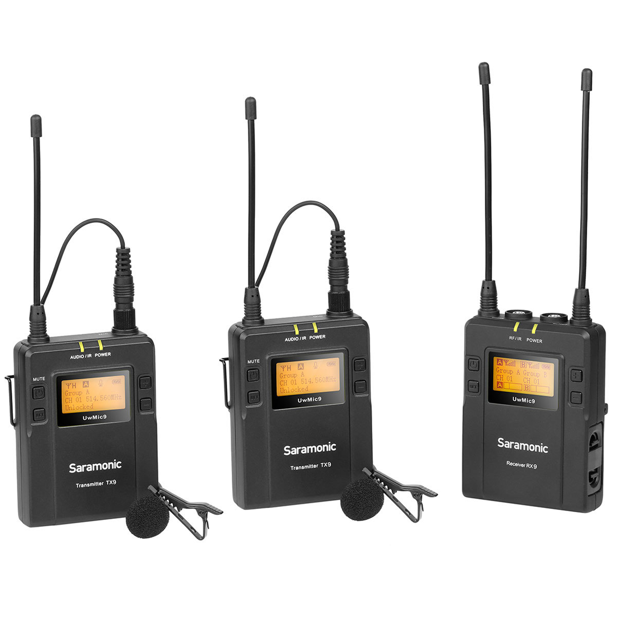 

Saramonic UwMIC9 UHF Dual Lavalier Mic System, 2x TX9 Transmitter, RX9 Receiver