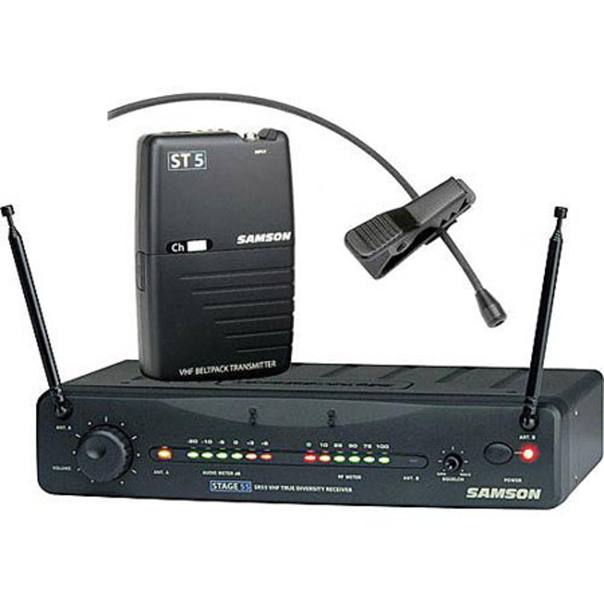

Samson Stage 55 Wireless VHF Bodypack System, LM10 Lavalier Mic, Ch 18/174.5 MHz