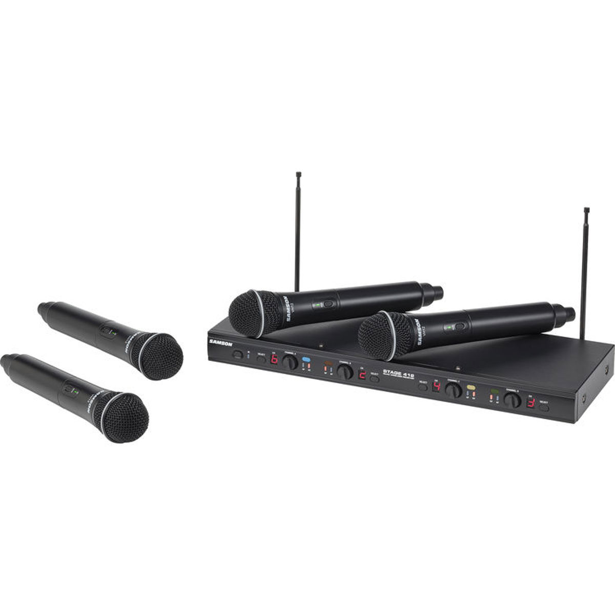 

Samson Stage 412 Frequency-Agile Quad-Channel VHF Wireless System, 173 - 198 MHz