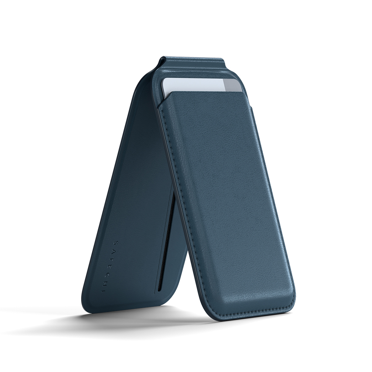 

Satechi Vegan Leather Magnetic Wallet Stand for Apple iPhone Blue