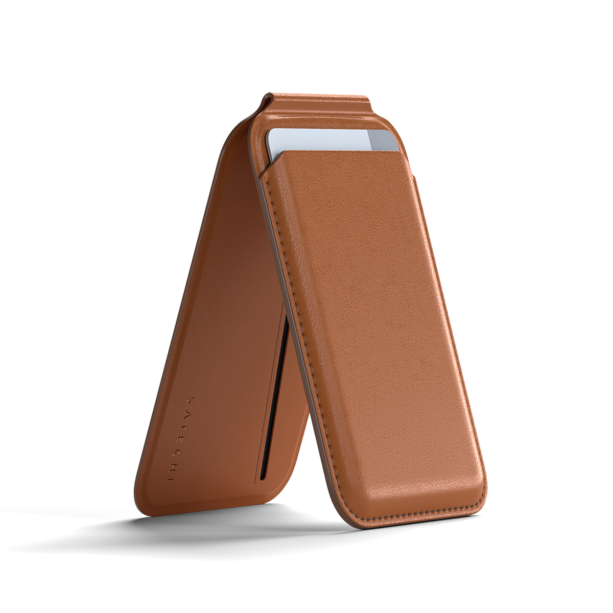 

Satechi Vegan Leather Magnetic Wallet Stand for Apple iPhone Brown