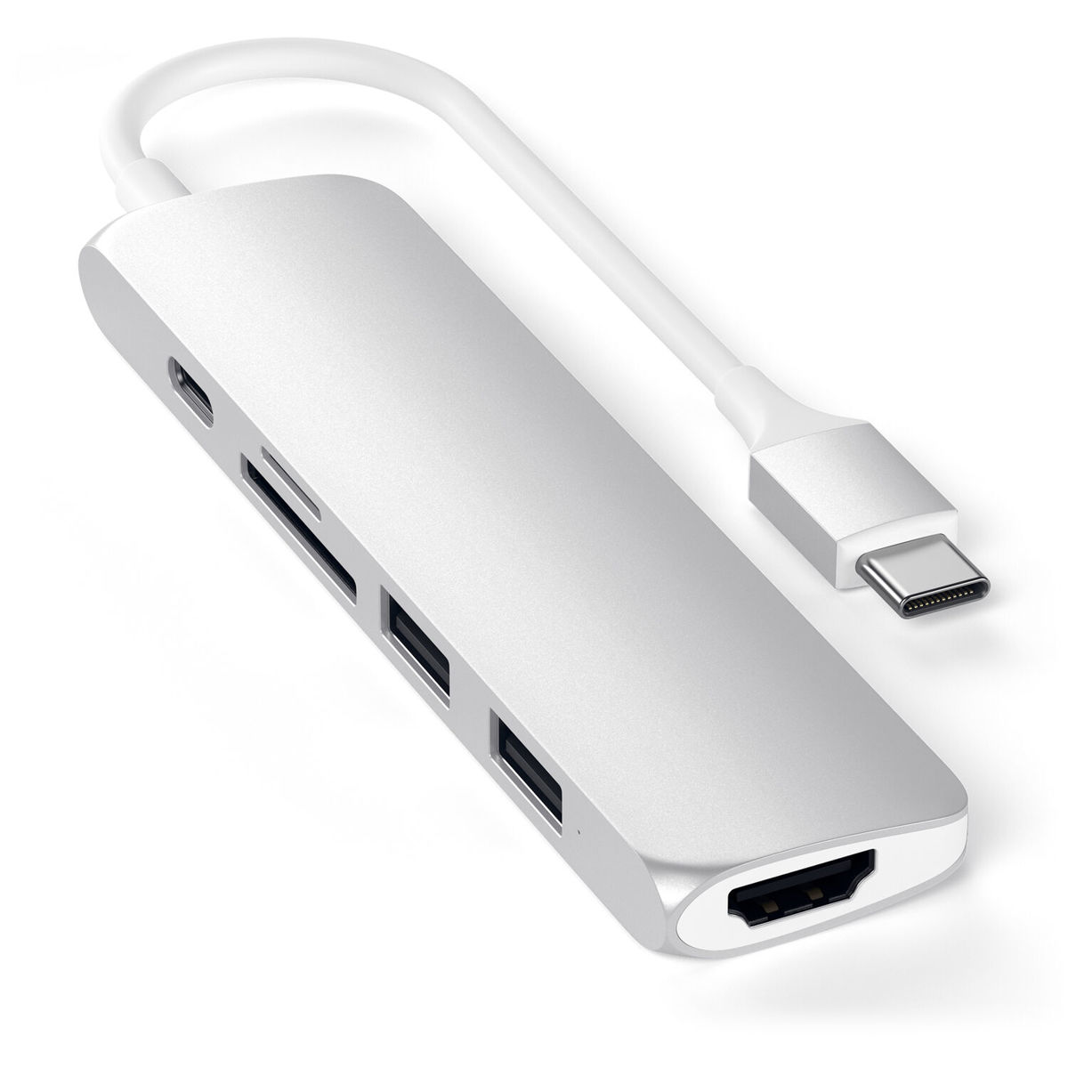 

Satechi Slim Aluminum USB Type-C Multi-Port Adapter V2, Silver
