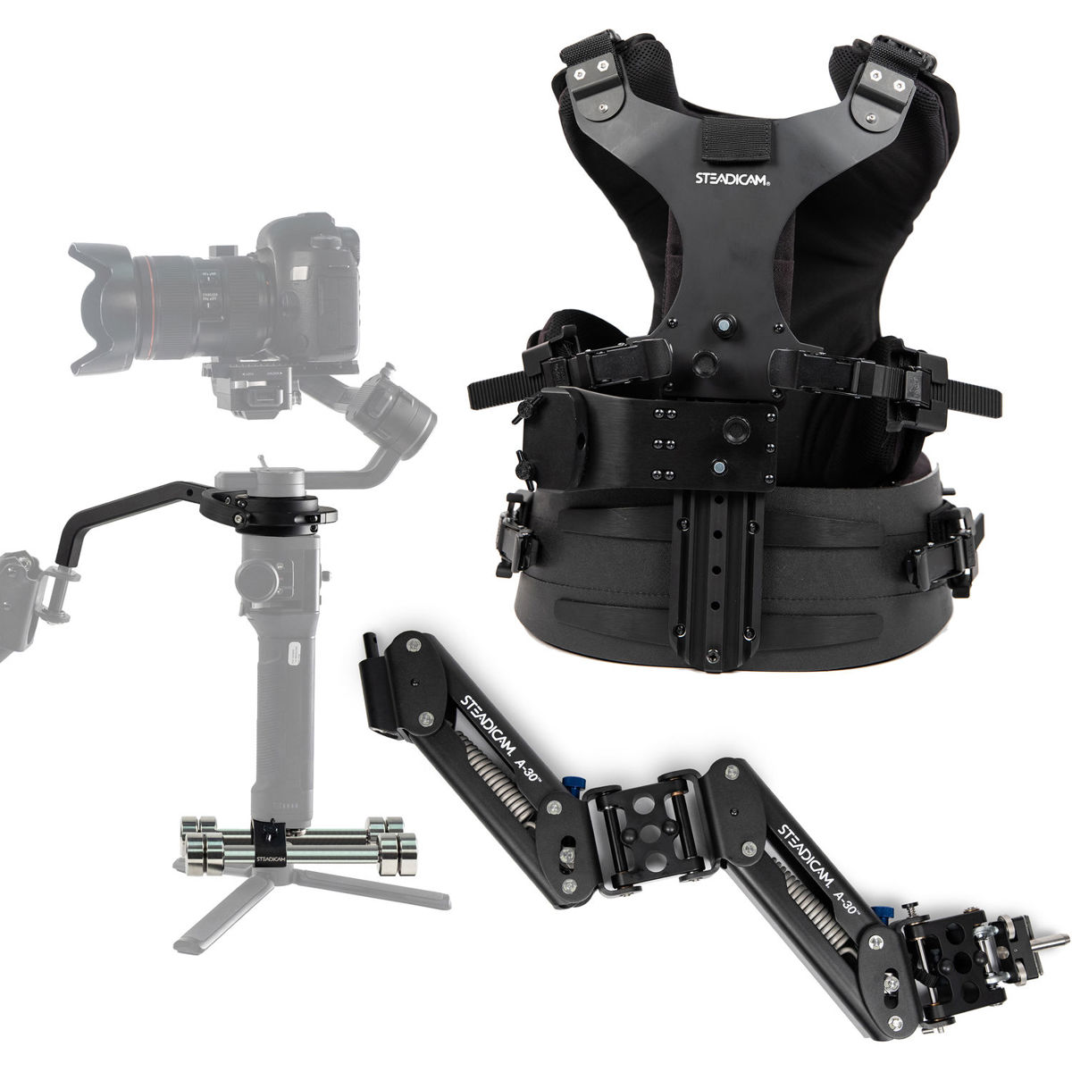 

SteadiCam Steadimate-S Aero 30 Arm & Zephyr Vest Kit with Gimbal & Base