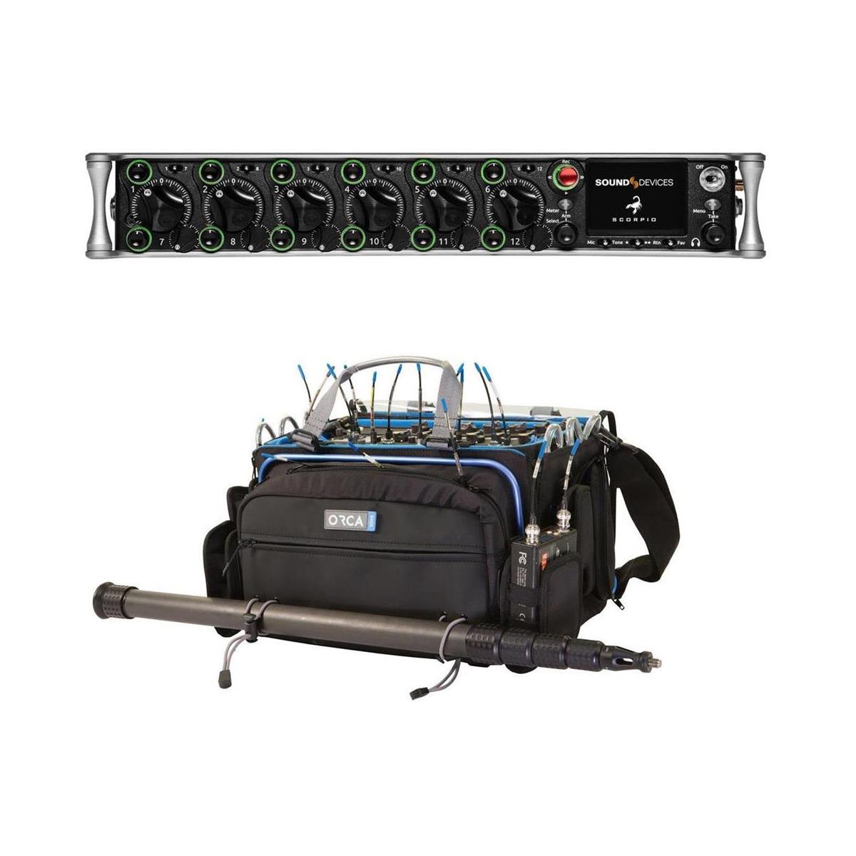 Image of Sound Devices Scorpio 32-Channel/36-Track Mixer-Recorder W/Orca OR-34 Audio Bag