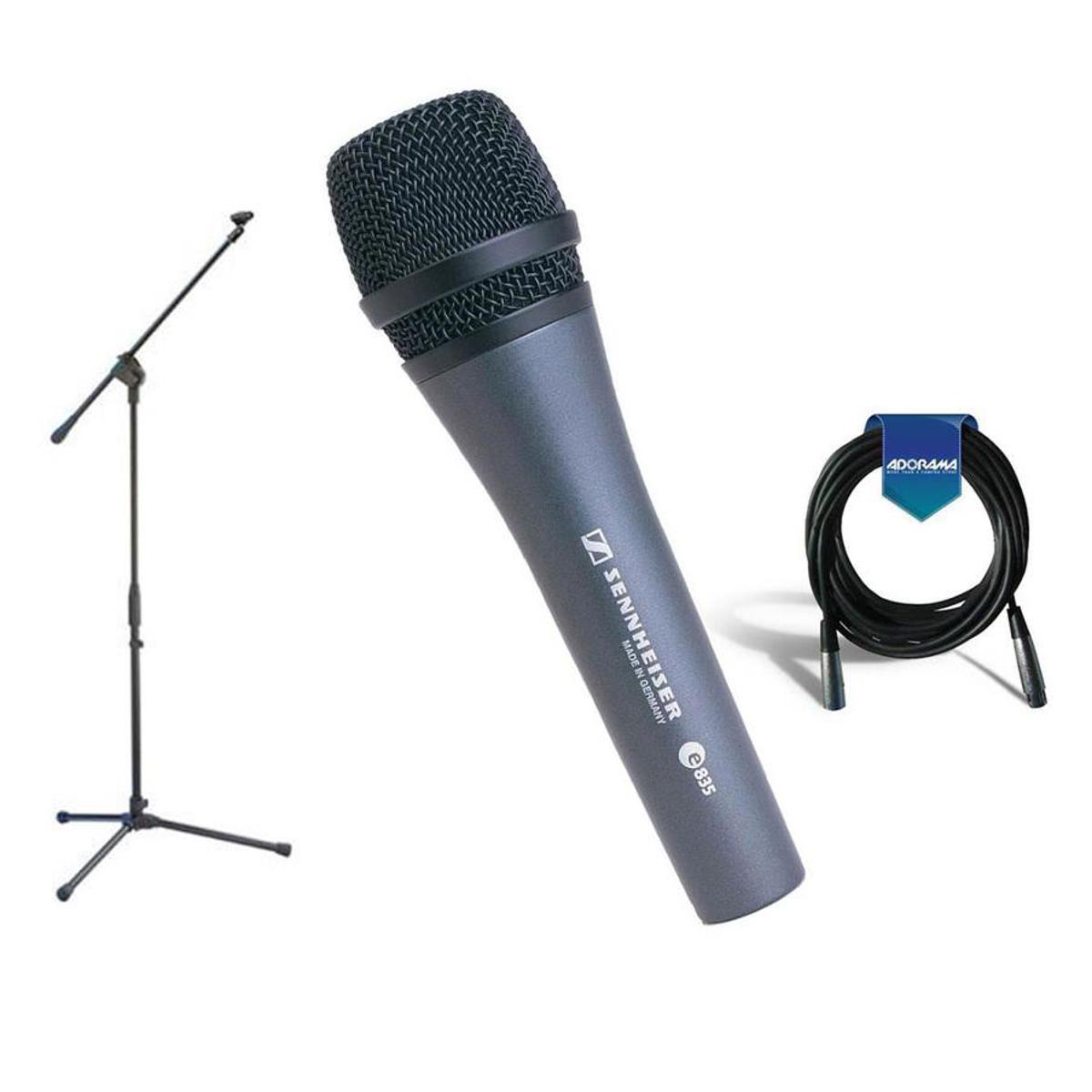 Портативный вокальный микрофон Sennheiser e 835 Cardioid с микрофонной подставкой Samson MK10 Boom и кабелем