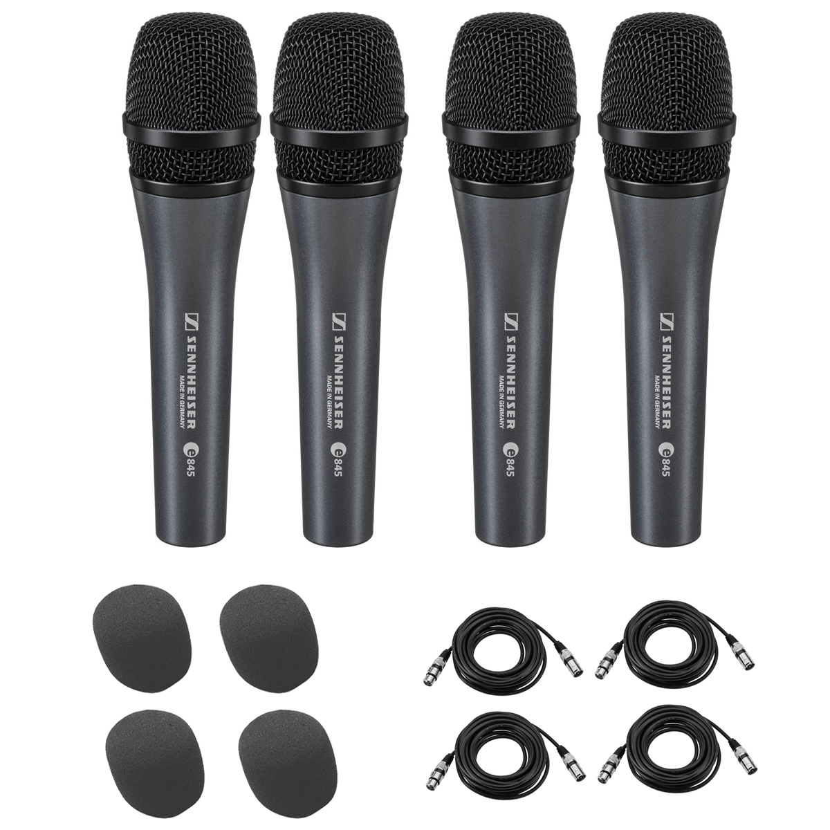 

Sennheiser e 845 Supercardioid Microphone, 4 Pack with XLR Cable, Windscreen