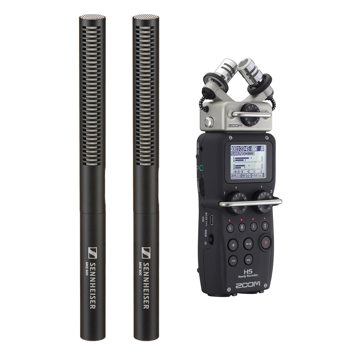 

Sennheiser 2X MKE 600 Shotgun Microphone With Zoom H6 Handy Recorde W/Mic System