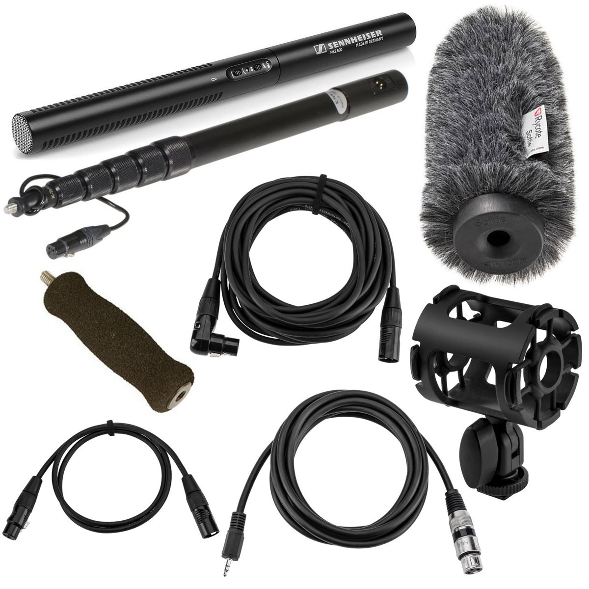 

Sennheiser MKE 600 Shotgun Microphone With Boom Pole and Accessory Bundle