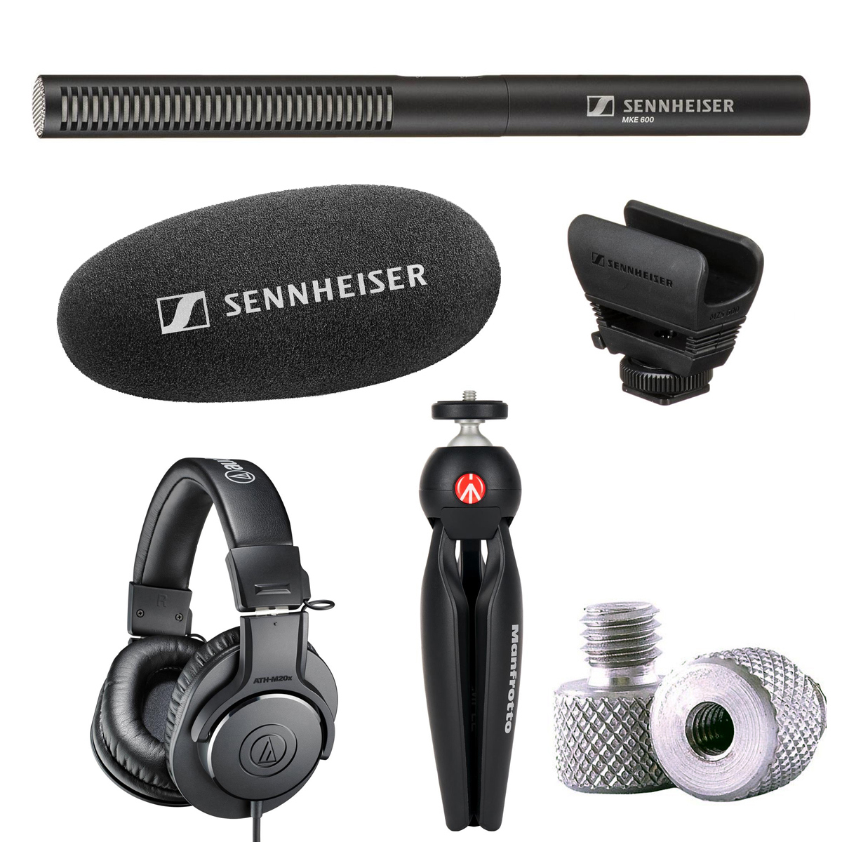 

Sennheiser MKE 600 Shotgun Microphone With Tripod /AT Monitor Headphones /Stand