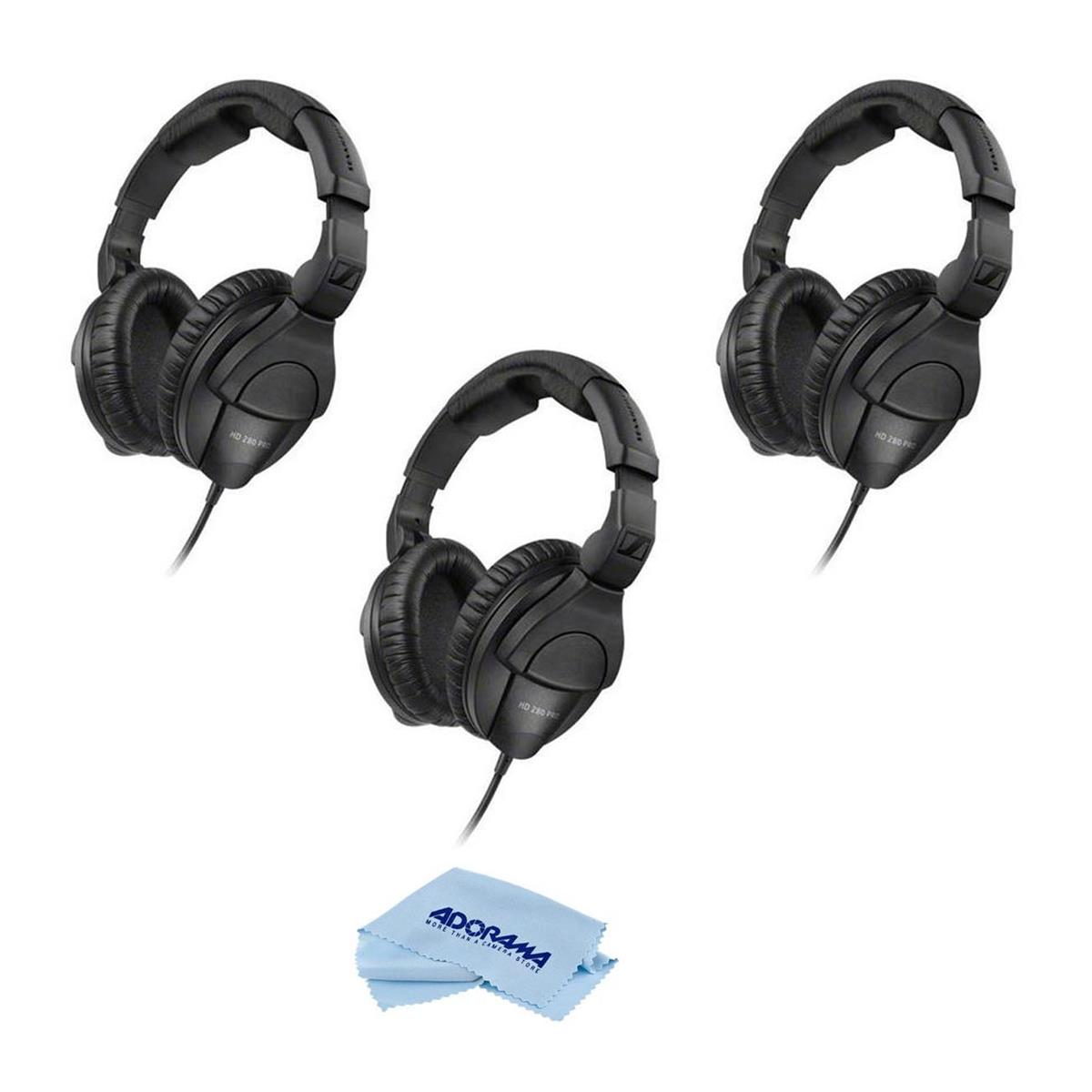 Image of Sennheiser 3 Pack HD 280 PRO Closed Around-the-Ear Monitoring Headphones / Cloth