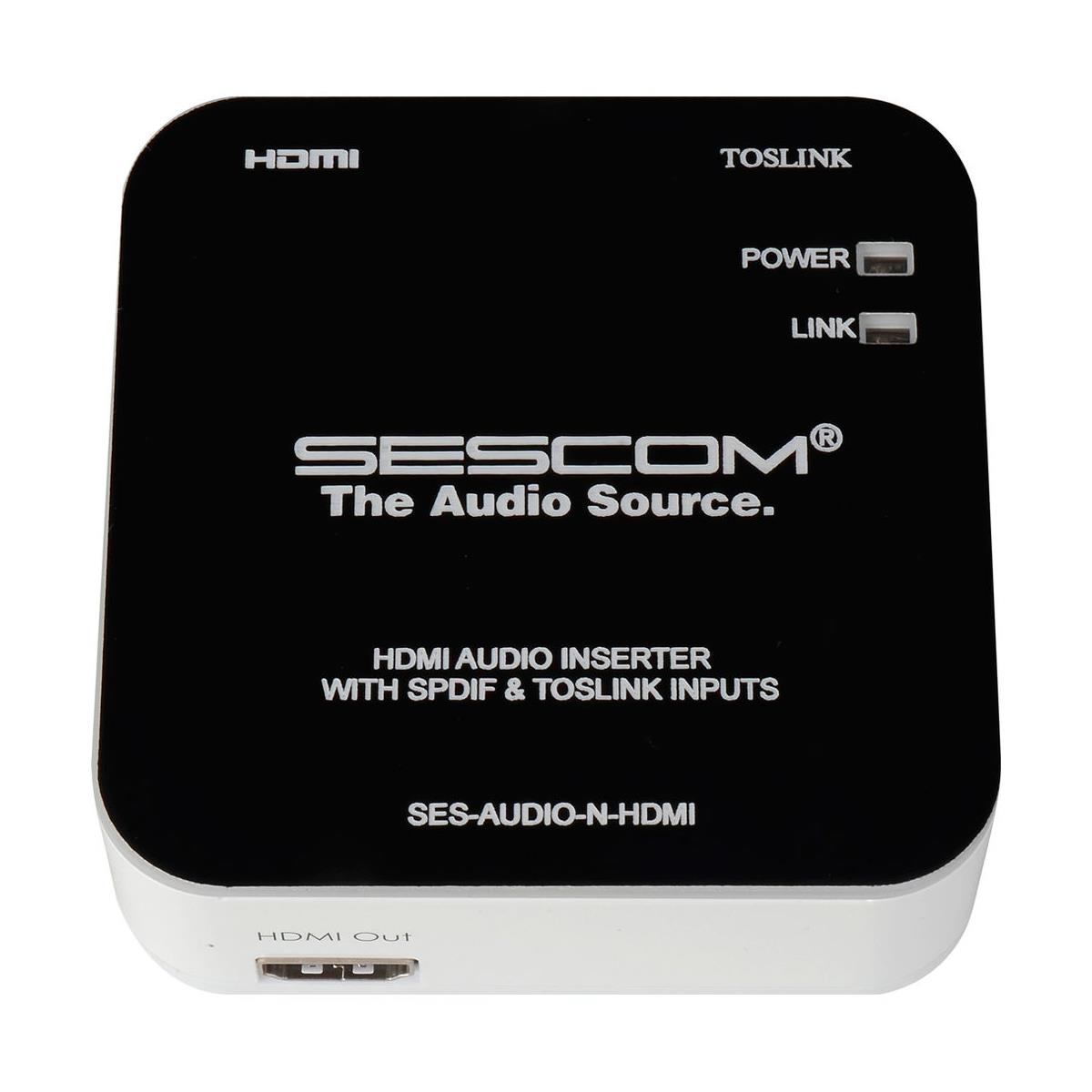 Image of Sescom L/R RCA Analog Audio &amp; TOSLINK to HDMI Audio Inserter