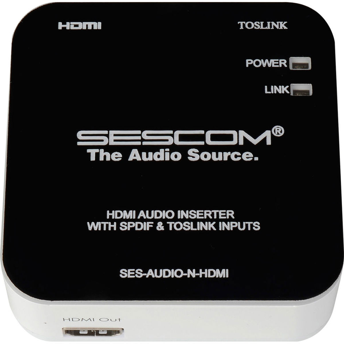 Image of Sescom L/R RCA Analog Audio &amp; TOSLINK to HDMI Audio Inserter