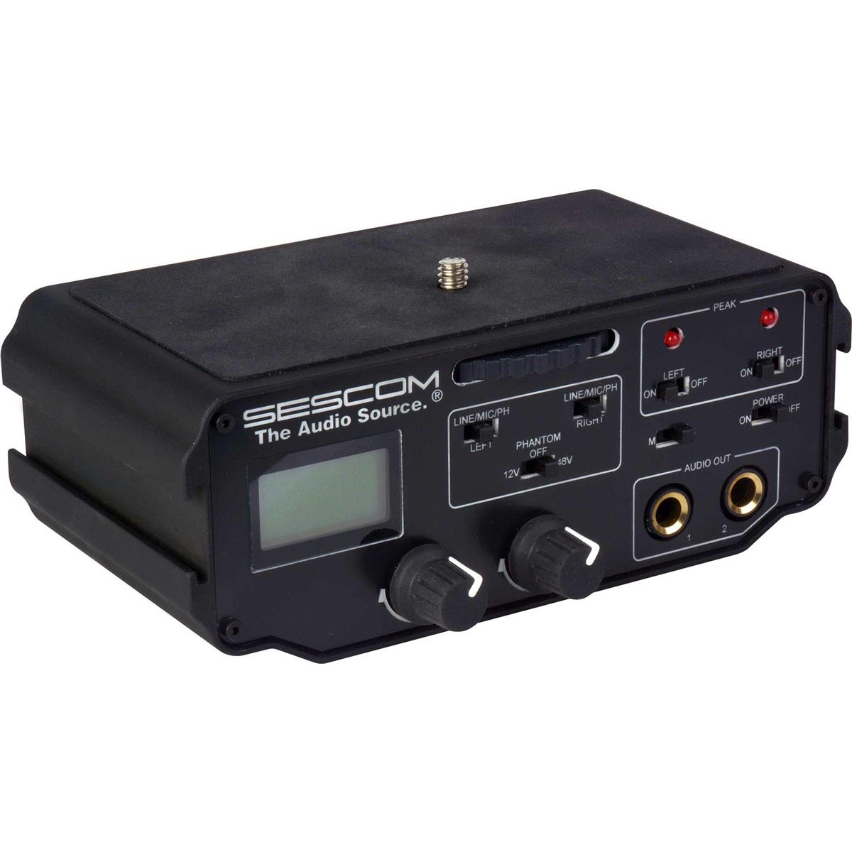 Image of Sescom SES-BMCC-MIX1 2 Channel XLR Audio Mixer with Level Meter Peak Controls