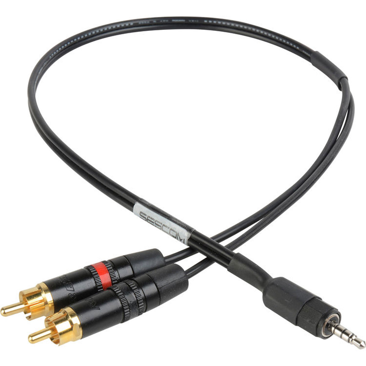 

Sescom 18" Stereo RCA to 3.5mm TRRS Plug Line to Mic Level Summing Cable