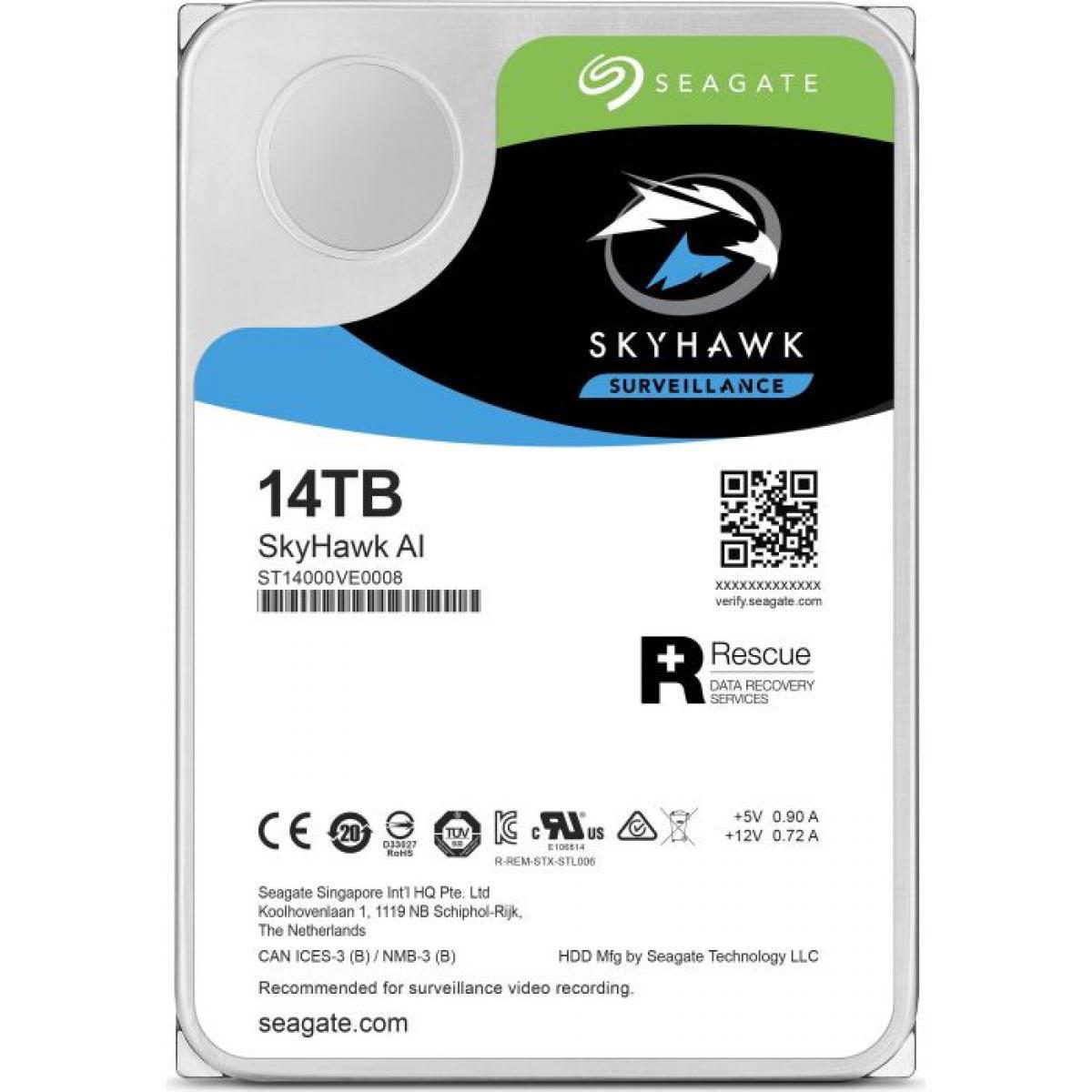 

Seagate SkyHawk AI 14TB 3.5" Hard Drive, SATA 6GB/s, 7200RPM