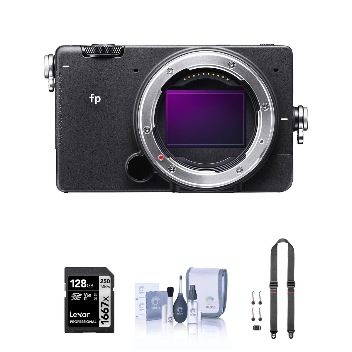 

Sigma fp Mirrorless Camera, Bundle with Lexar 128GB Memory Card, SlideLITE Strap