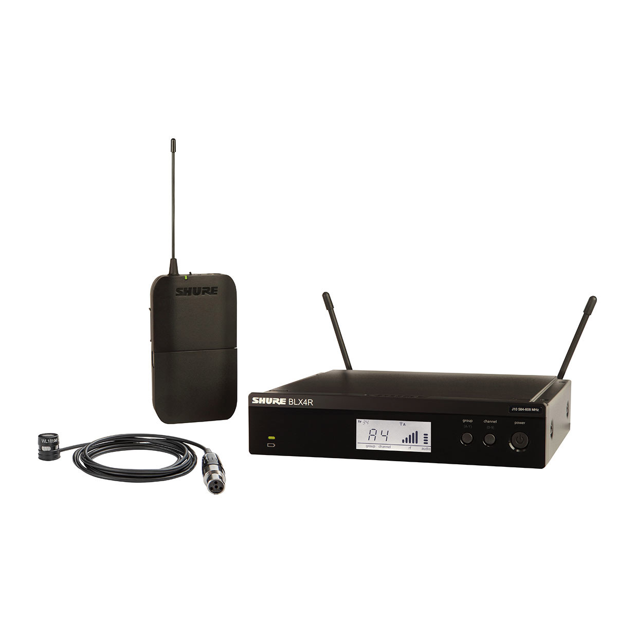 

Shure BLX14R Wireless Rackmount Presenter System w/WL185M Cardioid Lavalier Mic J11: 596-616MHz