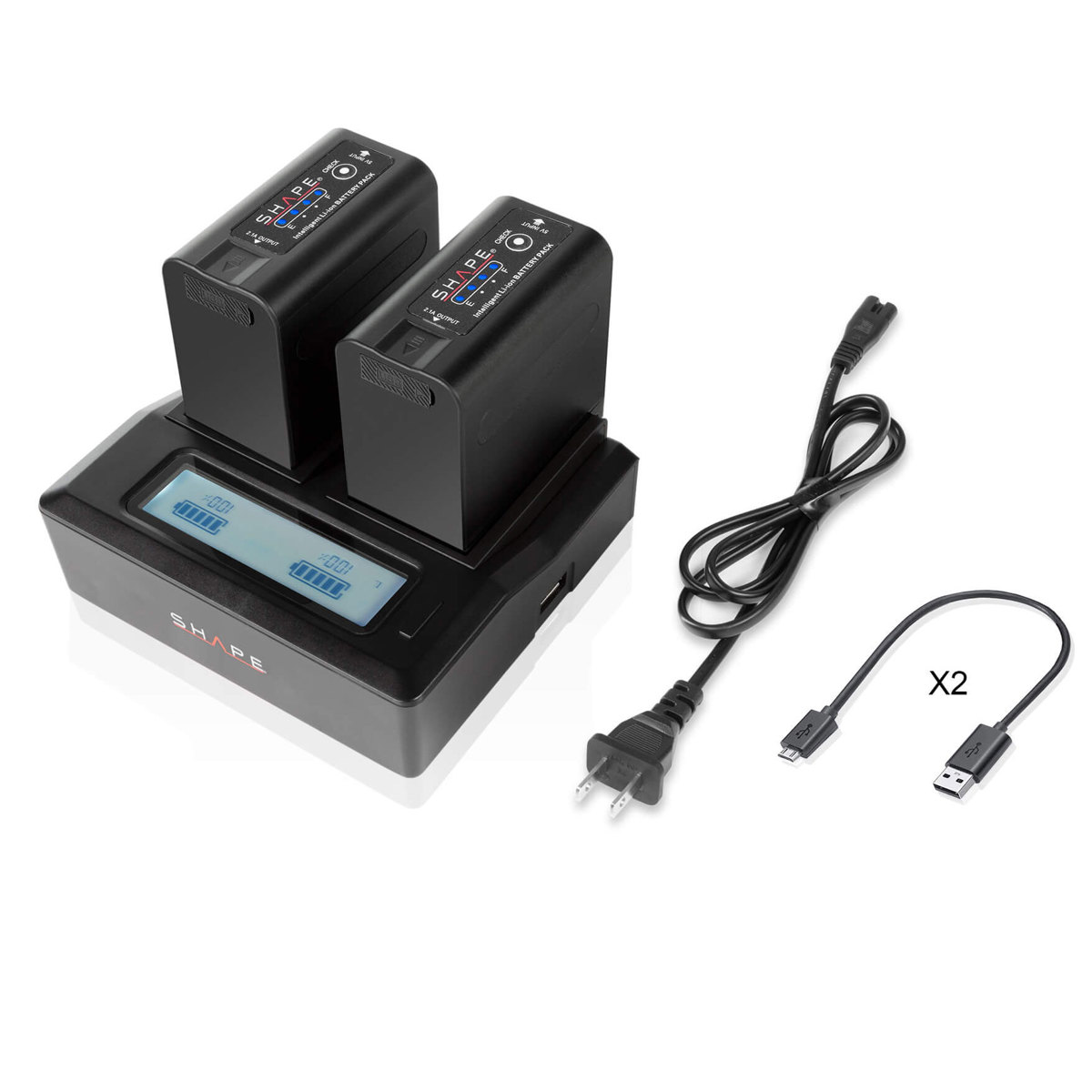 

Shape Two BP-975 7.4V 7800mAh Batteries, Dual LCD Charger for Canon & RED KOMODO