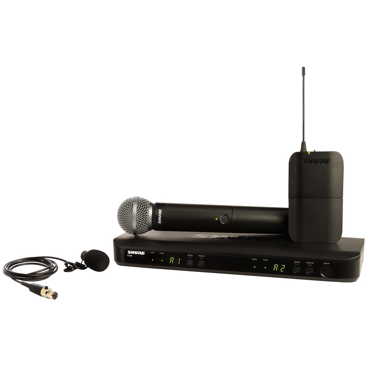 

Shure BLX1288/W85 Dual-Ch Combo Earset & Handheld Mic System, H11: 572-596MHz