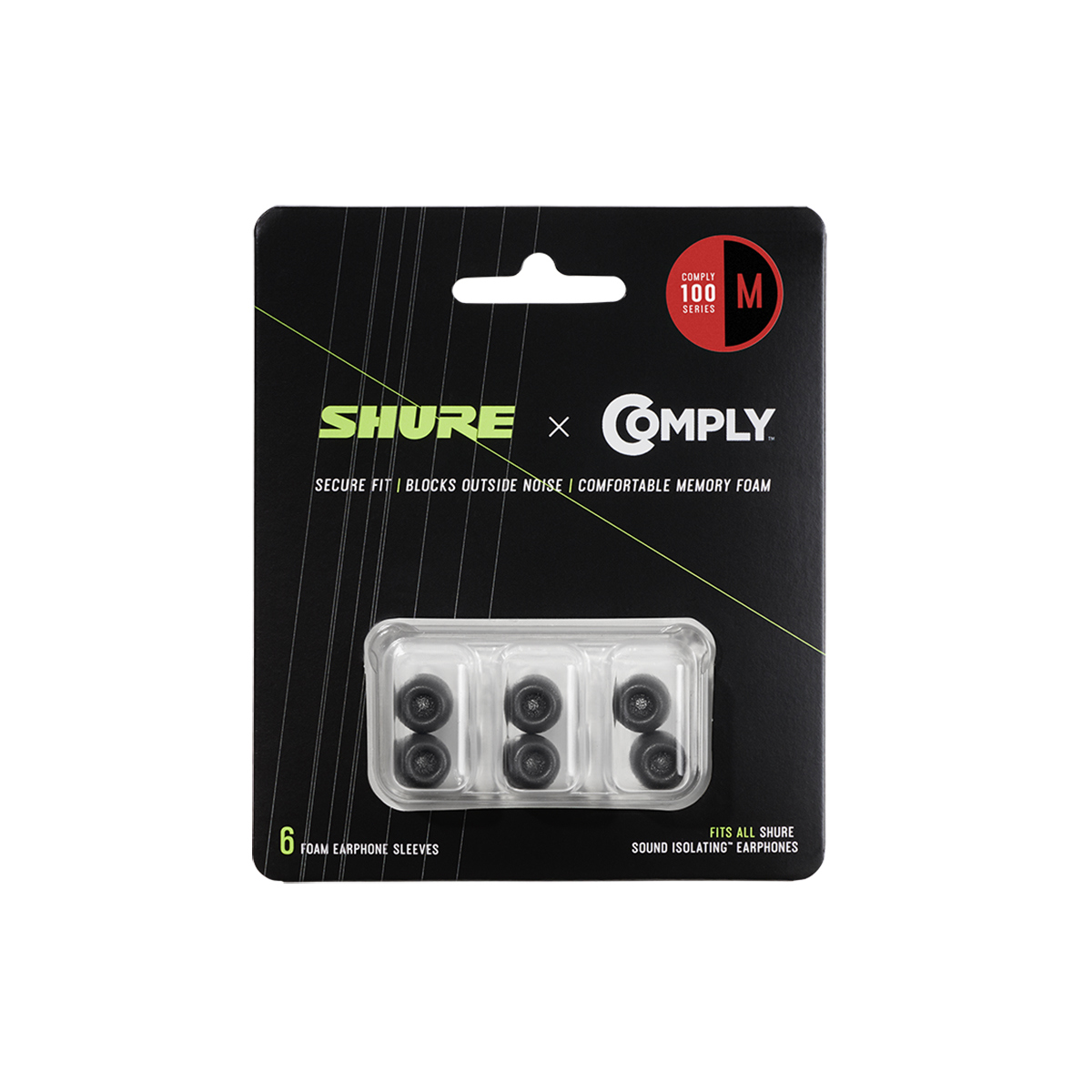 

Shure 100 Series Comply Foam Sleeves for Shure Earphone,3 Pair,Hanging Packaging Medium