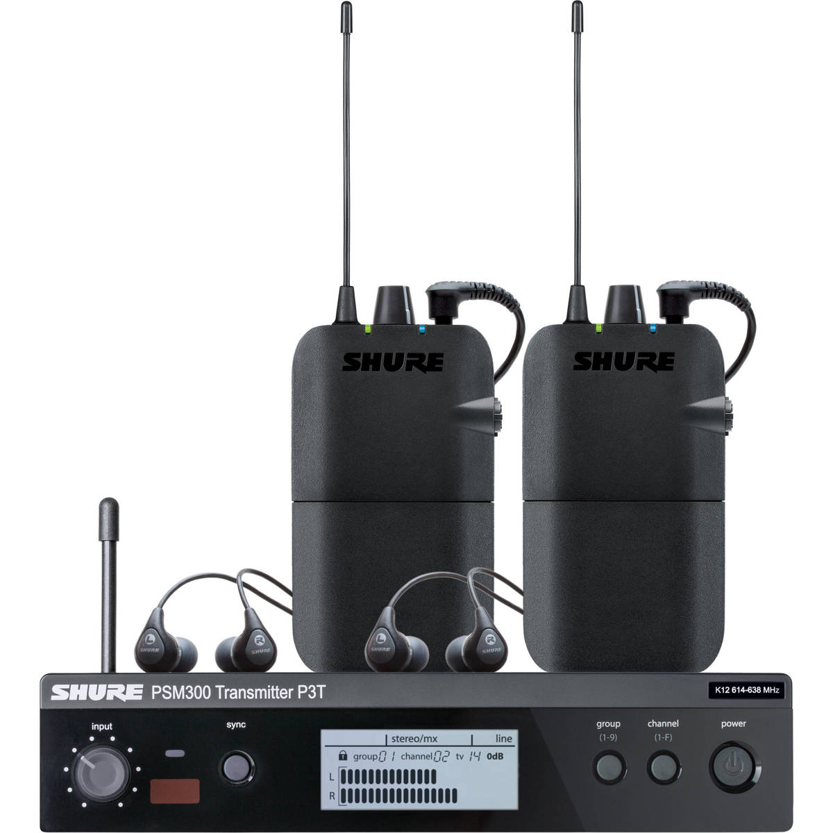 

Shure PSM 300 Twin Pack Wireless In-Ear Monitor Kit, G20: 488 - 512MHz, Black