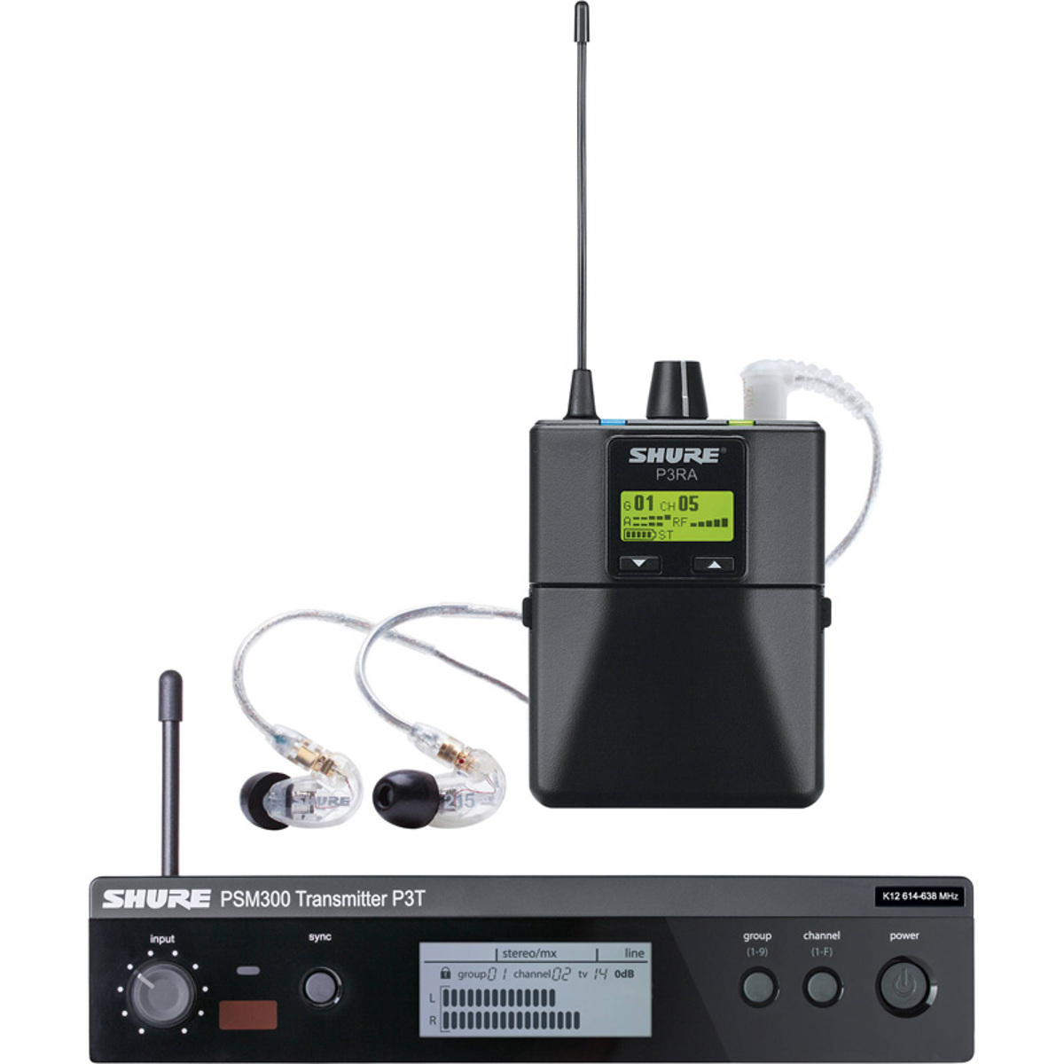 

Shure PSM 300 Stereo Personal Monitor System with SE215 IEM G20: 488-512 MHz