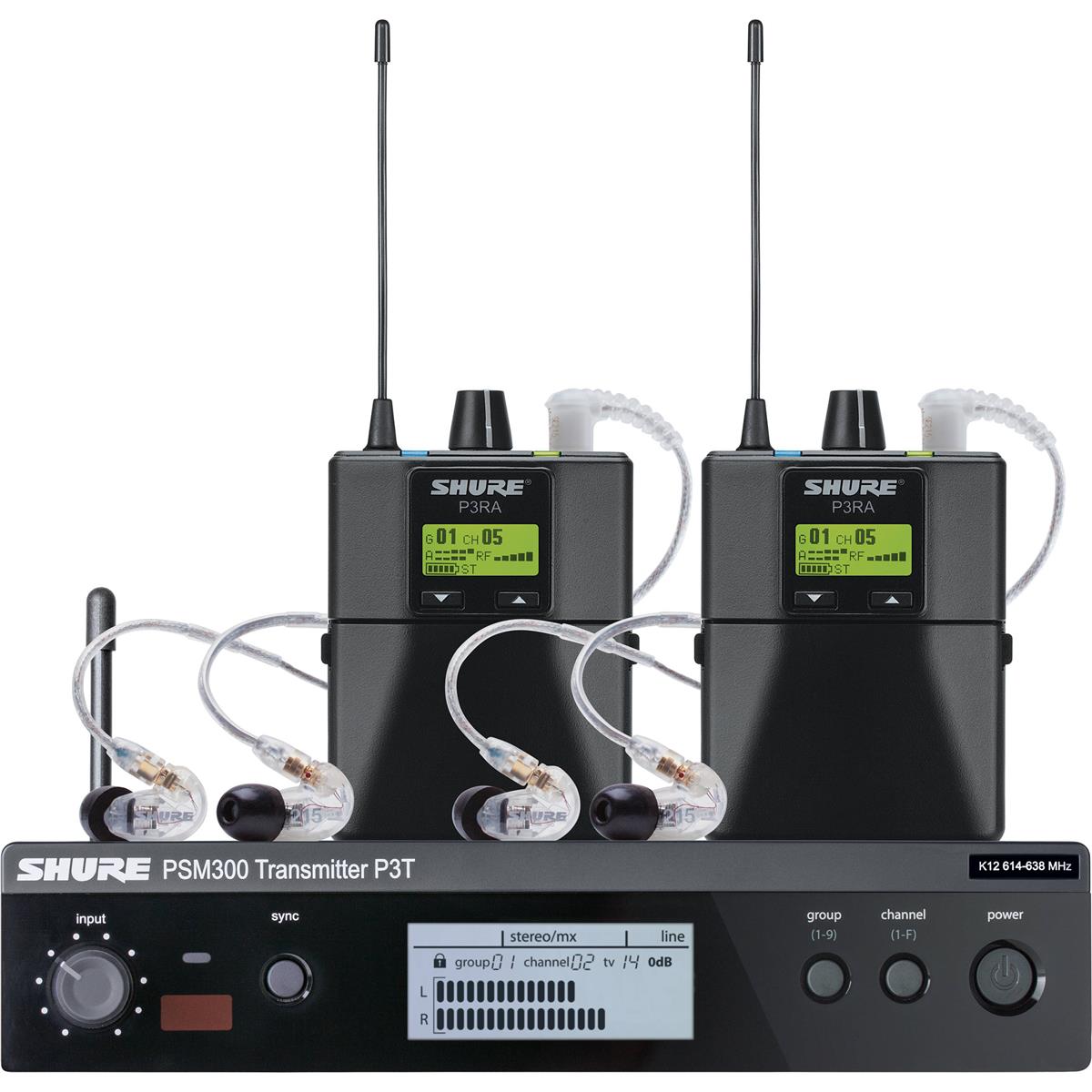 Shure PSM 300 Twin Pack Pro Wireless In-Ear Monitor Kit, G20: 488-512MHz, Black -  P3TRA215TWP-G20