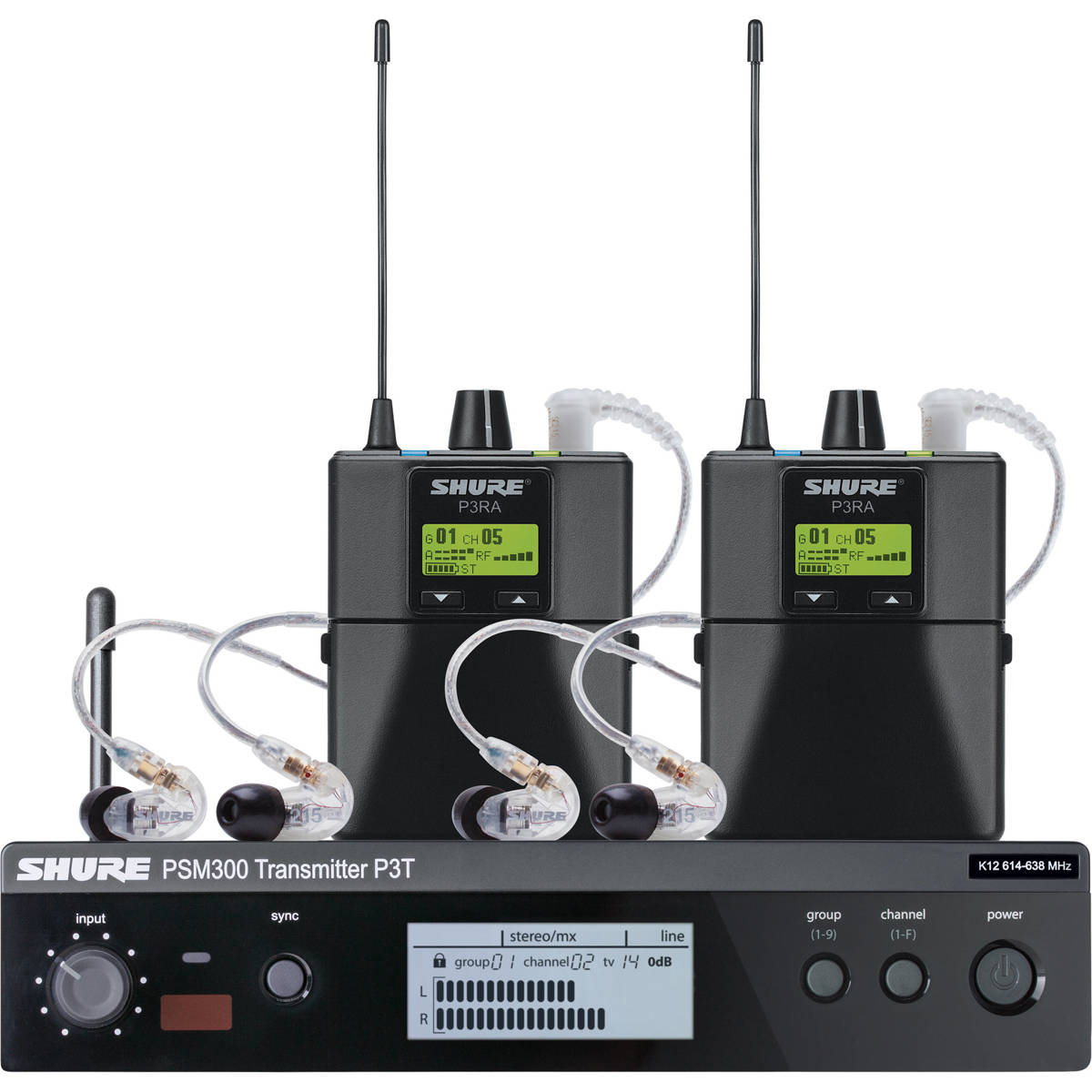 

Shure PSM 300 Twin Pack Pro Wireless In-Ear Monitor Kit, G20: 488-512MHz, Black