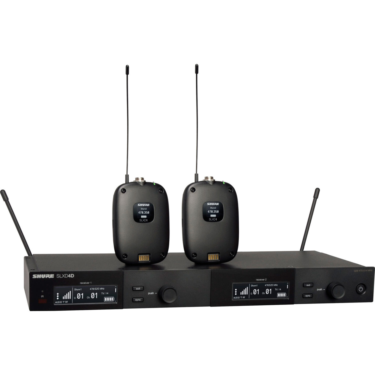 Shure SLXD14D 2-Ch Digital Wireless Instrument System with 2x WA305 Cable