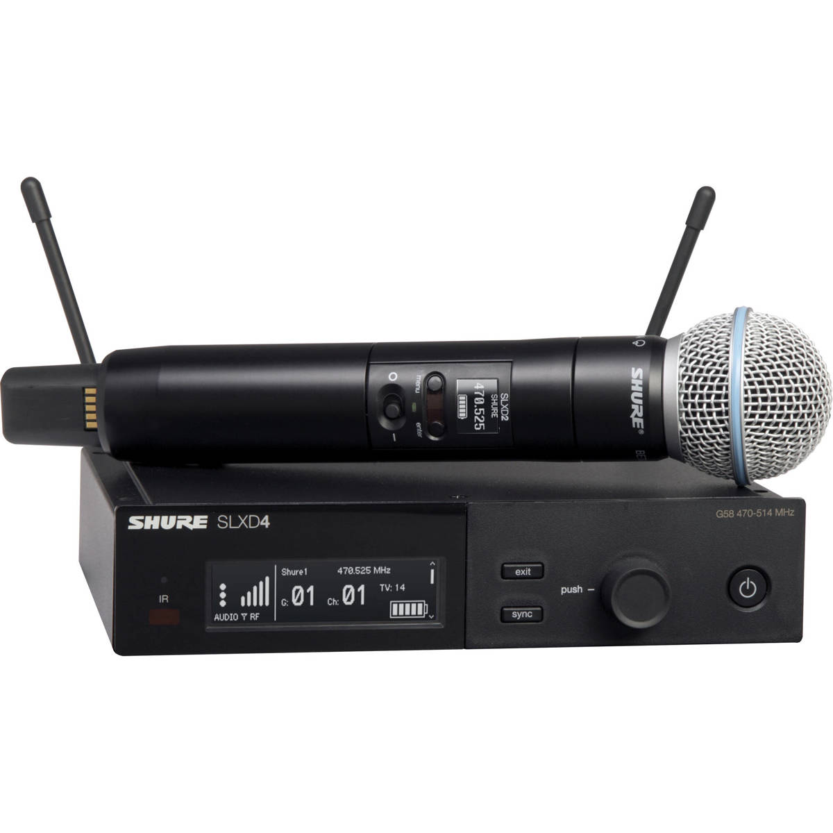 

Shure SLXD24/B58 1-CH Digital Vocal System with Beta 58 Mic Capsule, G58: 470-514MHz