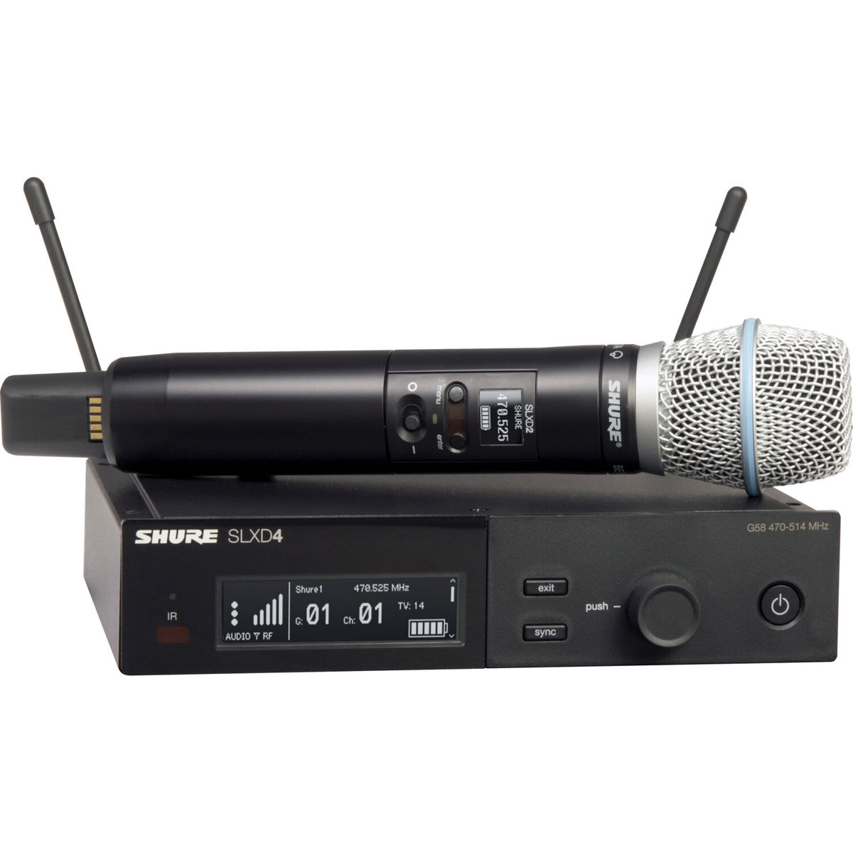 

Shure SLXD24/B87A 1-CH Vocal System, Beta 87A Mic Capsule, J52: 558-602MHz, 614-616MHz
