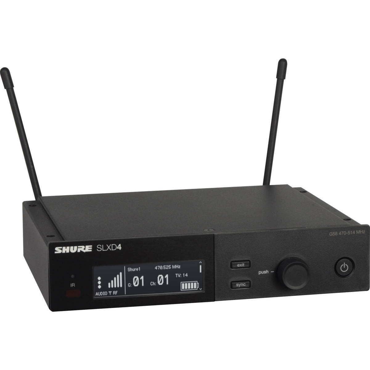 

Shure SLXD4 Single-Ch Digital Wireless Receiver, J52: 558-602MHz, 614-616MHz
