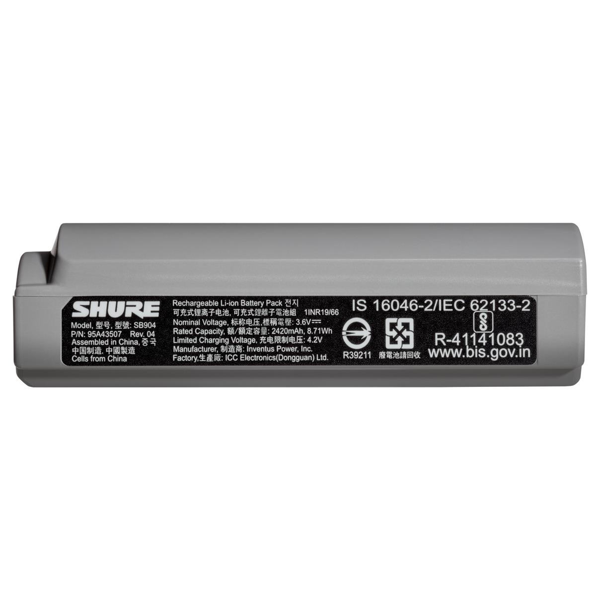 Image of Shure SB904 8.71Wh 3.6V 2420mAh Rechargeable Lithium-Ion Battery